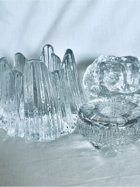 Swedish Glass Candle Holder Kosta Boda Snowball Nybro Volcano Iittala Ultima